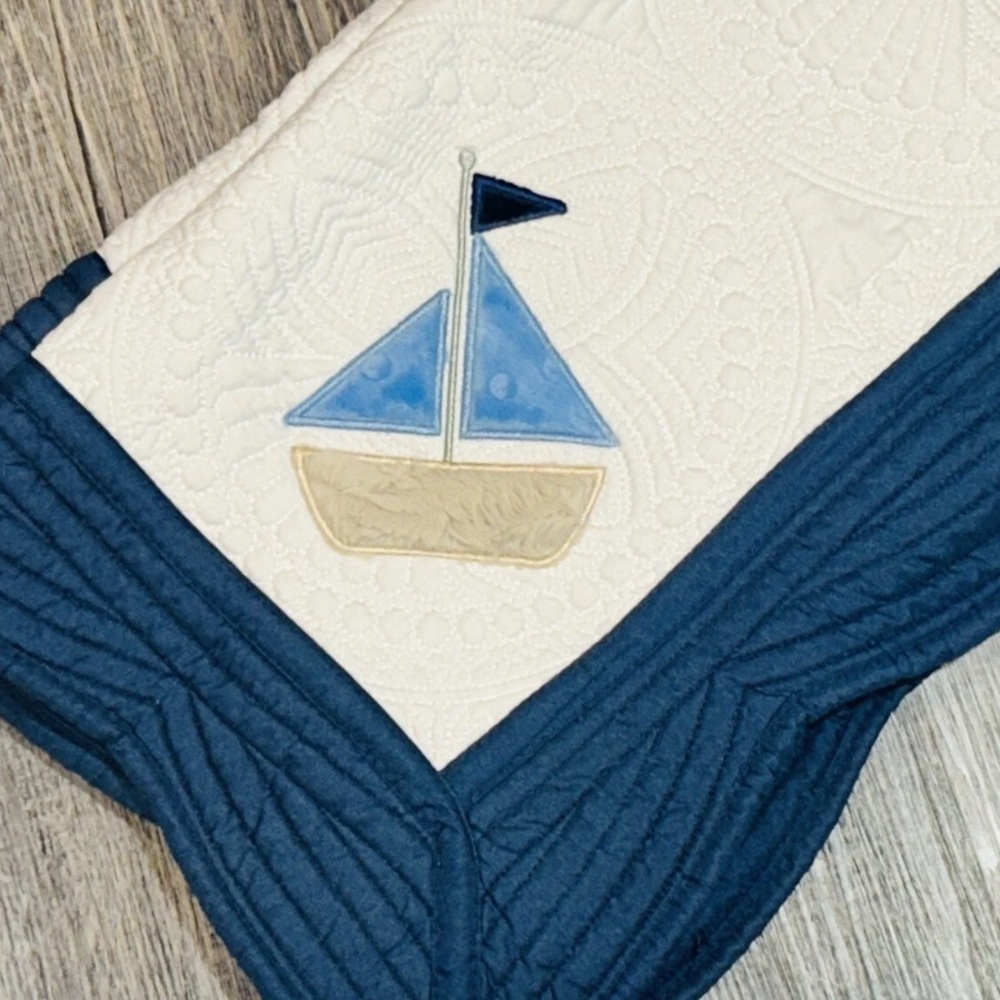 Baby Gift! Crib Quilt For Nursery - Nautical Sailboat- 36”x45”